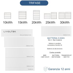 BATTERIA TRIFASE RESIDENZIALE LIVOLTEK AL LITIO DA 5kWh  (ALTA TENSIONE)