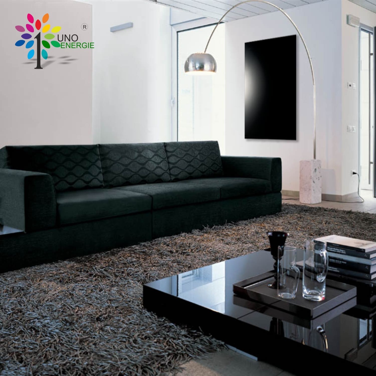 400WATT PANNELLO INFRAROSSI RADIANTE VETRO NERO 60X60 ONDA LUNGA