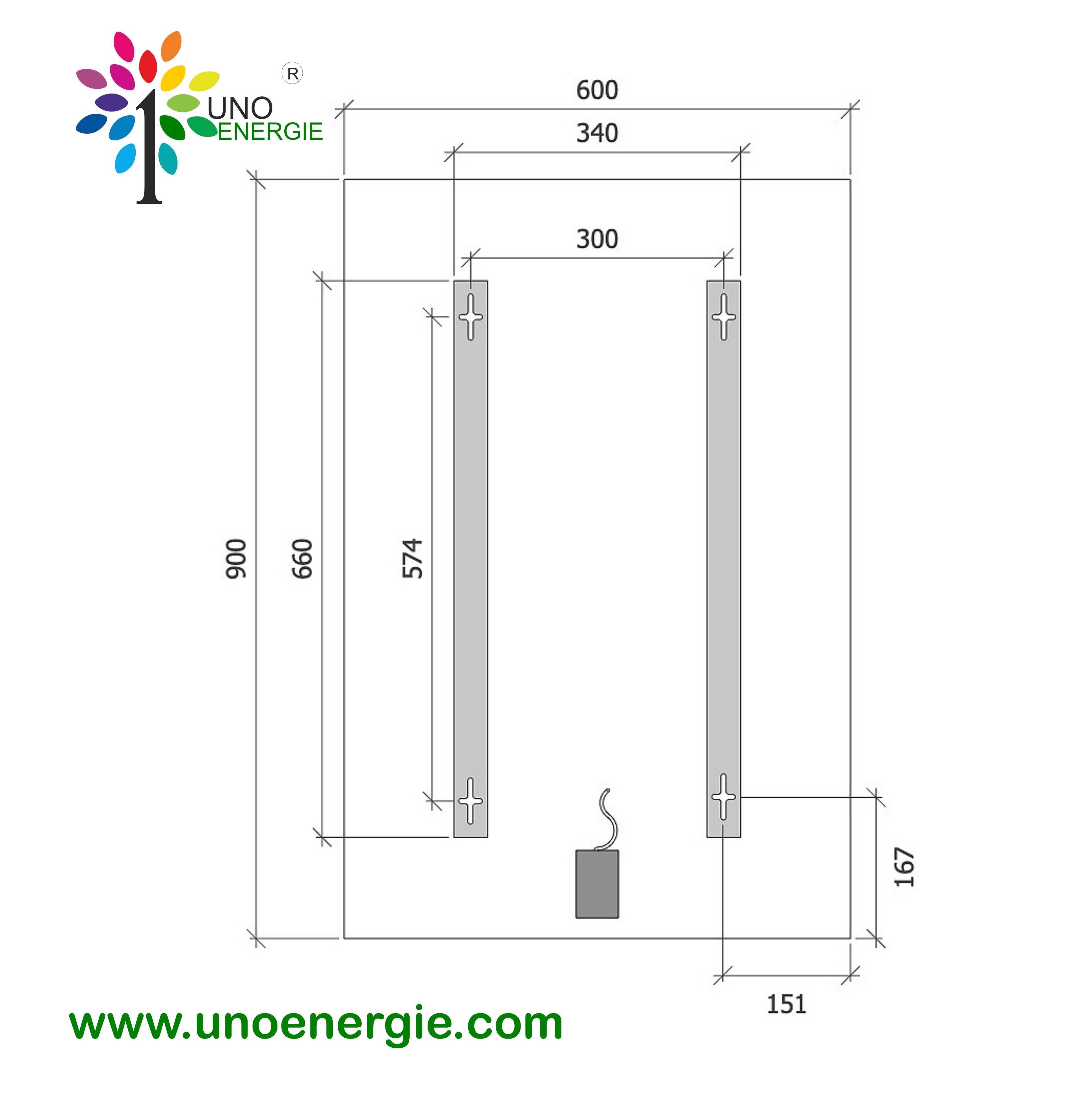 600W PANNELLO INFRAROSSI RADIANTE SPECCHIO 60X90