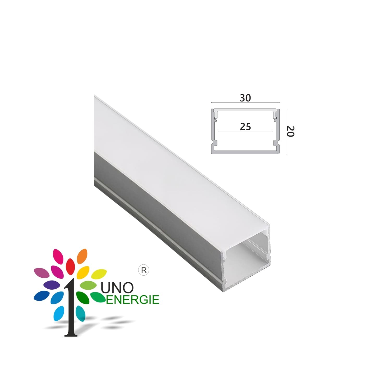 PROFILI ALLUMINIO LINEARE CON COPERTURA OPACA - 2m