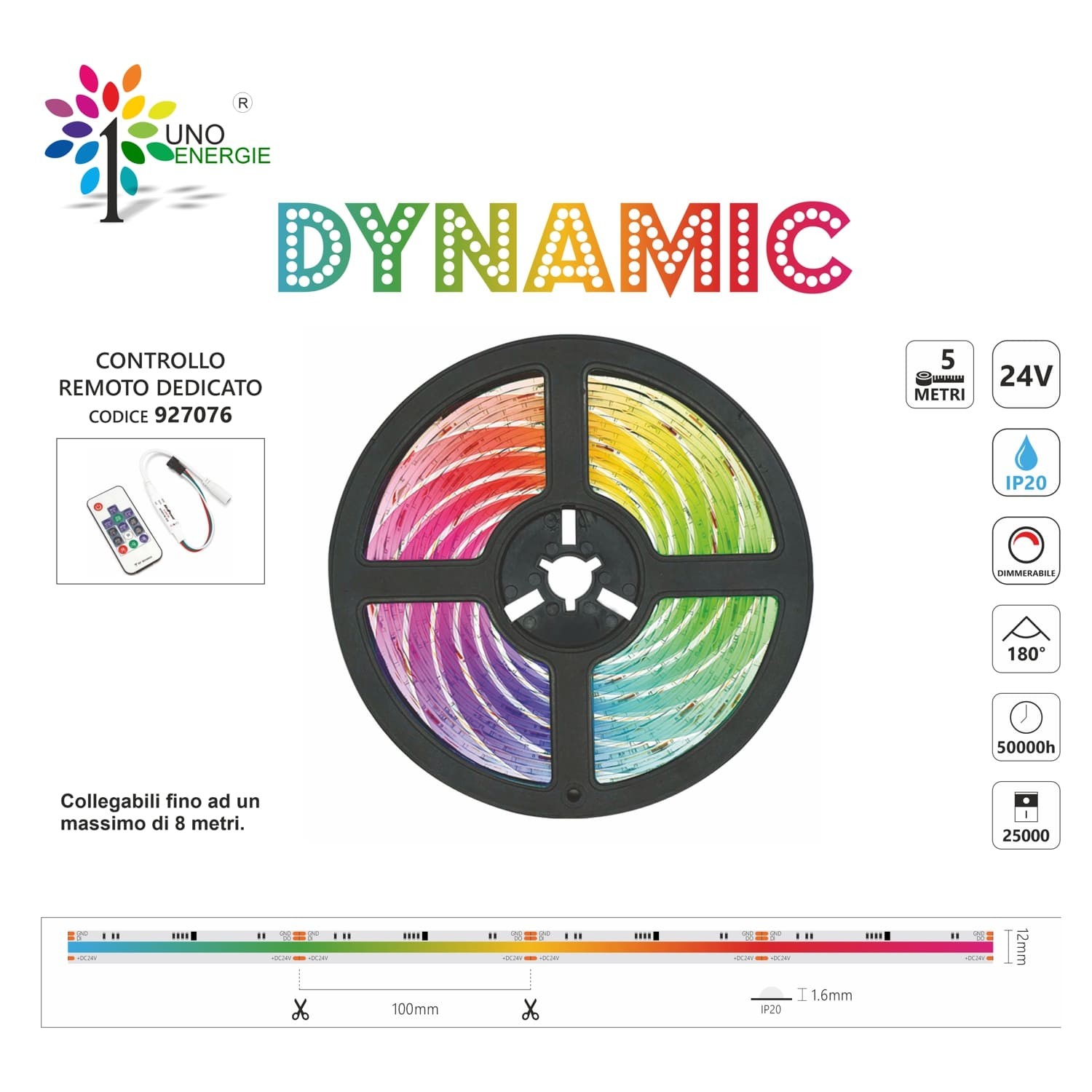 STRISCIA LED COB IP20 5m DYNAMIC RGBIC 24V 14W/m