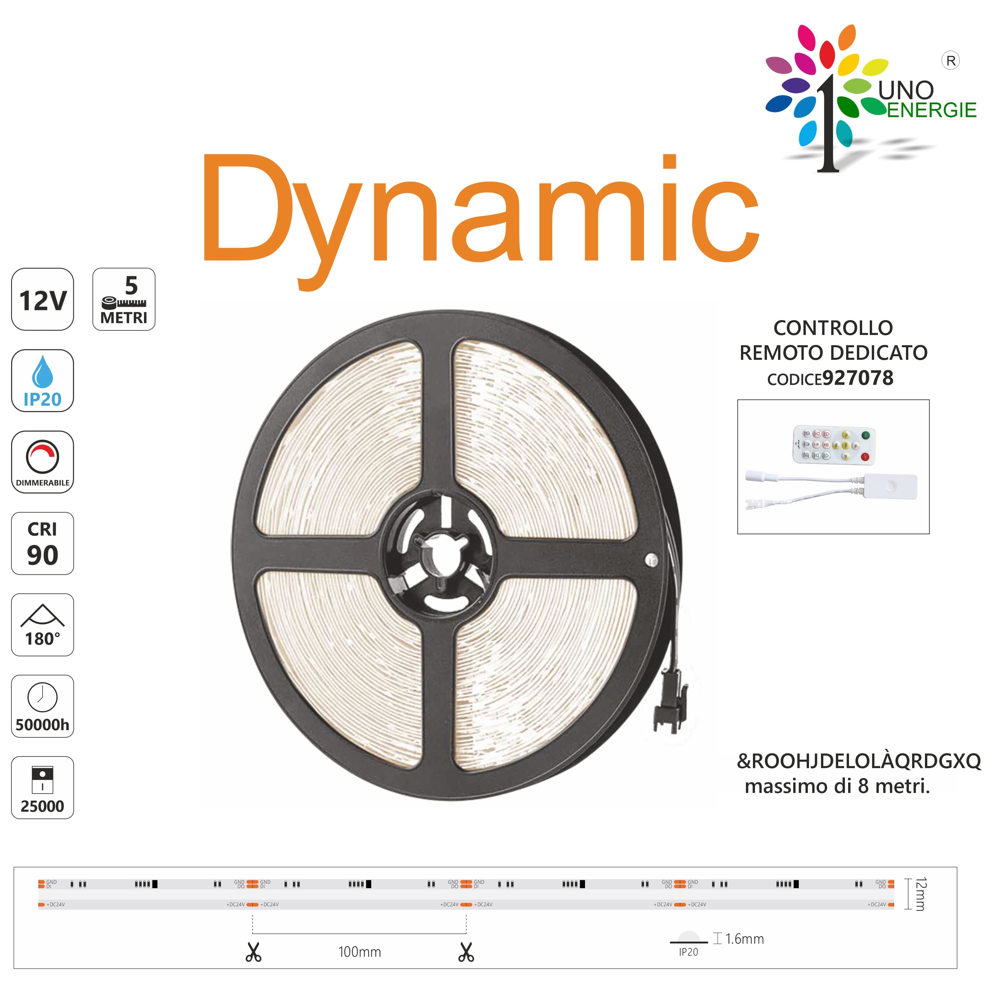 STRISCIA LED COB IP20 5m DYNAMIC 3000K/4000K 13W/m CRI90