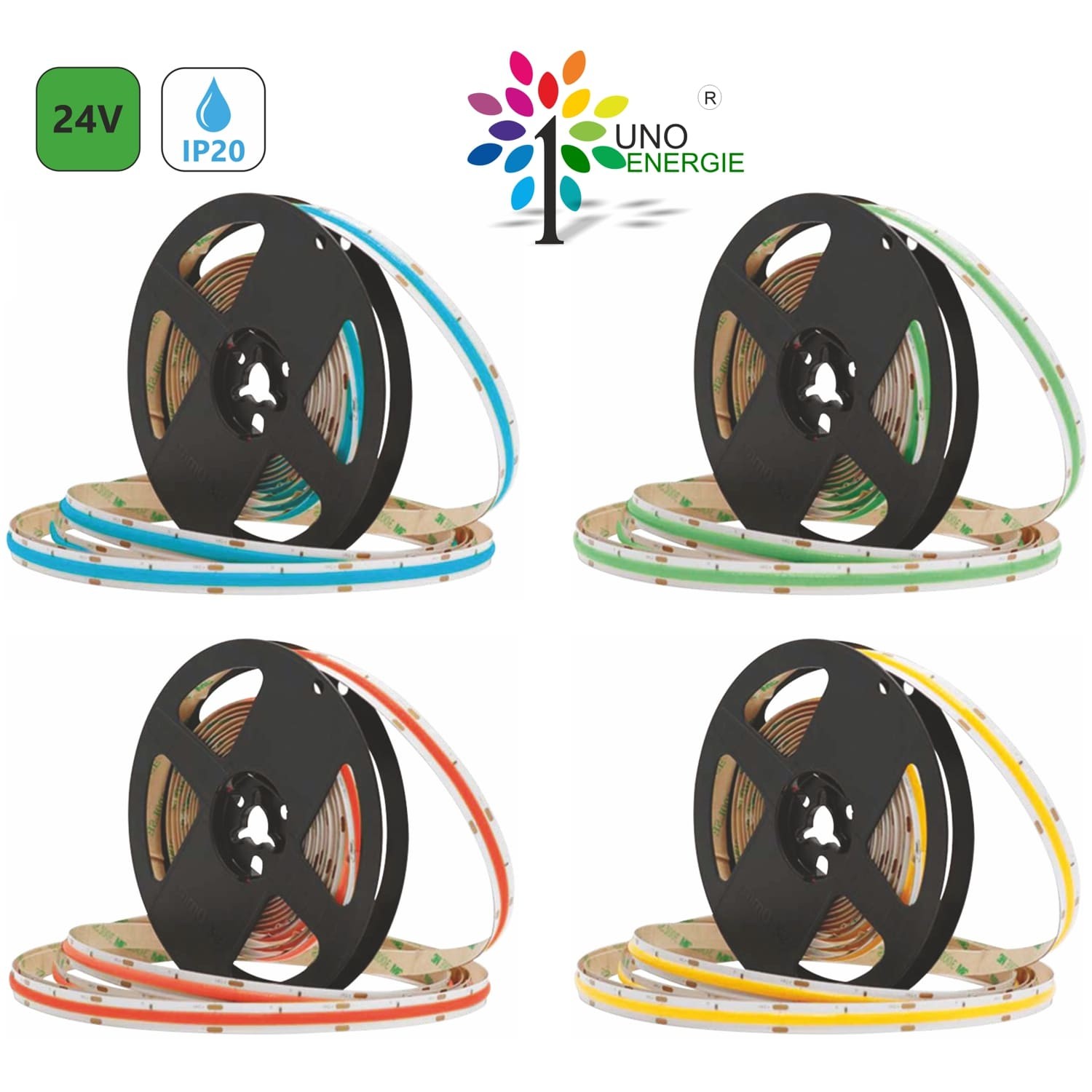 STRISCE LED COB - MONOCROMATICHE BLU/ROSSA/GIALLA/VERDE 24V IP20