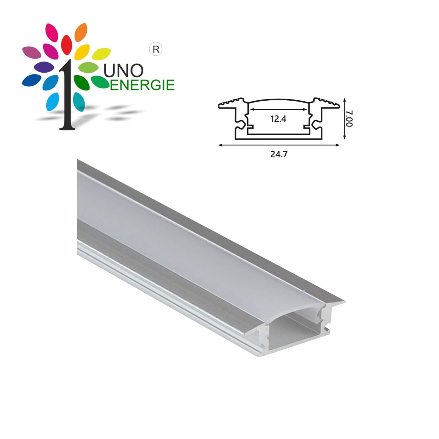 PROFILO ALLUMINIO DA INCASSO CON COPERTURA OPACA 2m