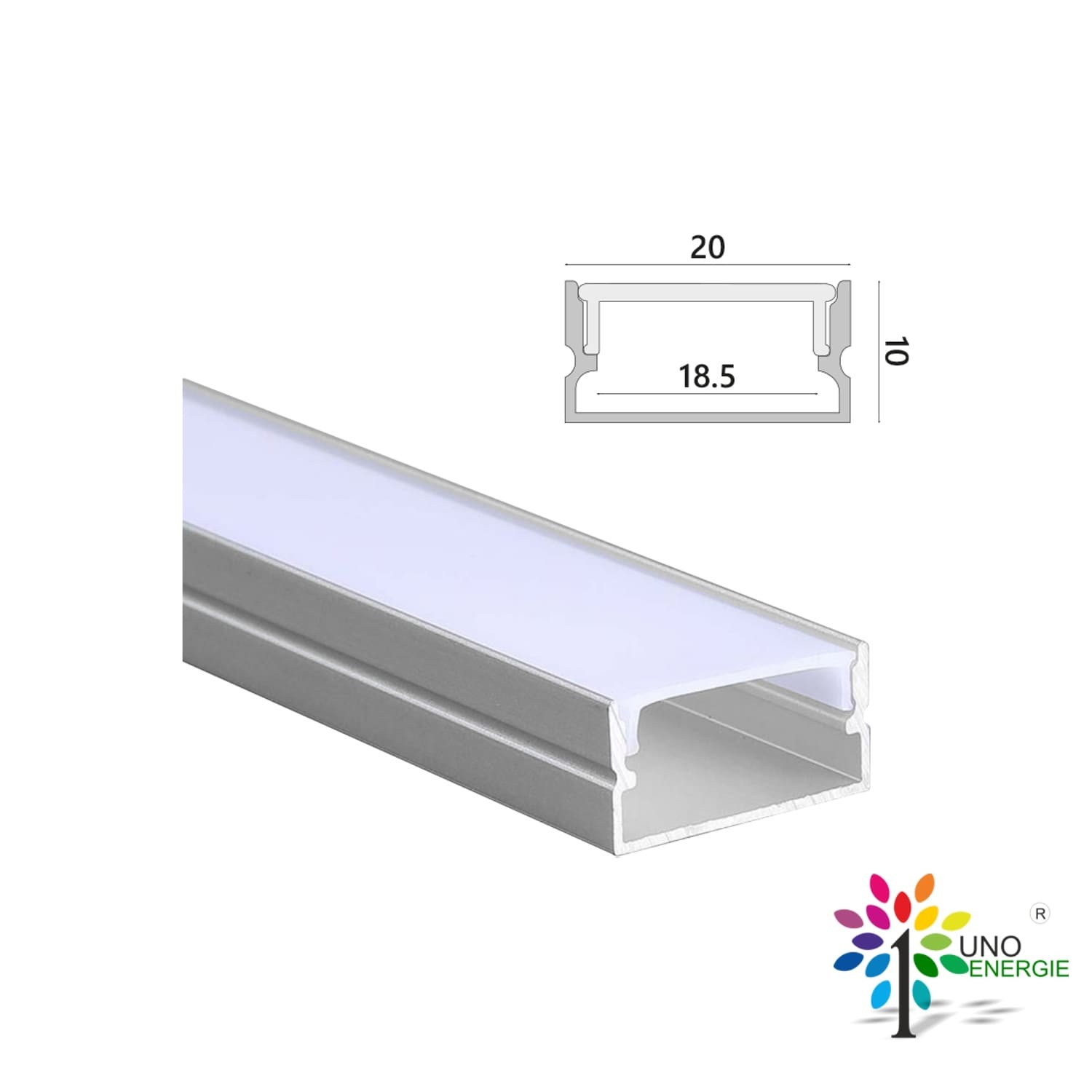 PROFILO ALLUMINIO LINEARE CON COPERTURA OPACA 2m