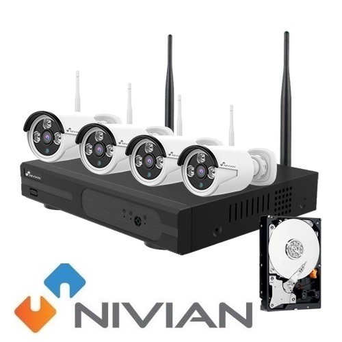 KIT CCTV WIFI NIVIAN 8CH 4 TELECAMERE IP