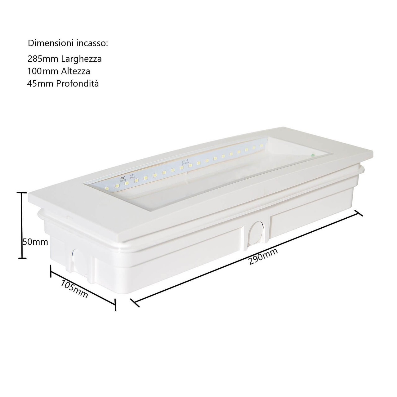 Lampada Emergenza LED da muro o incasso S.E.  Bianco Freddo 6.000-6.500K