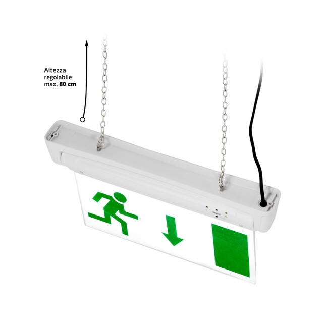 Lampada di Emergenza a Bandiera S.A., Autotest, 4 installazioni in 1 Bianco Freddo 6.000K