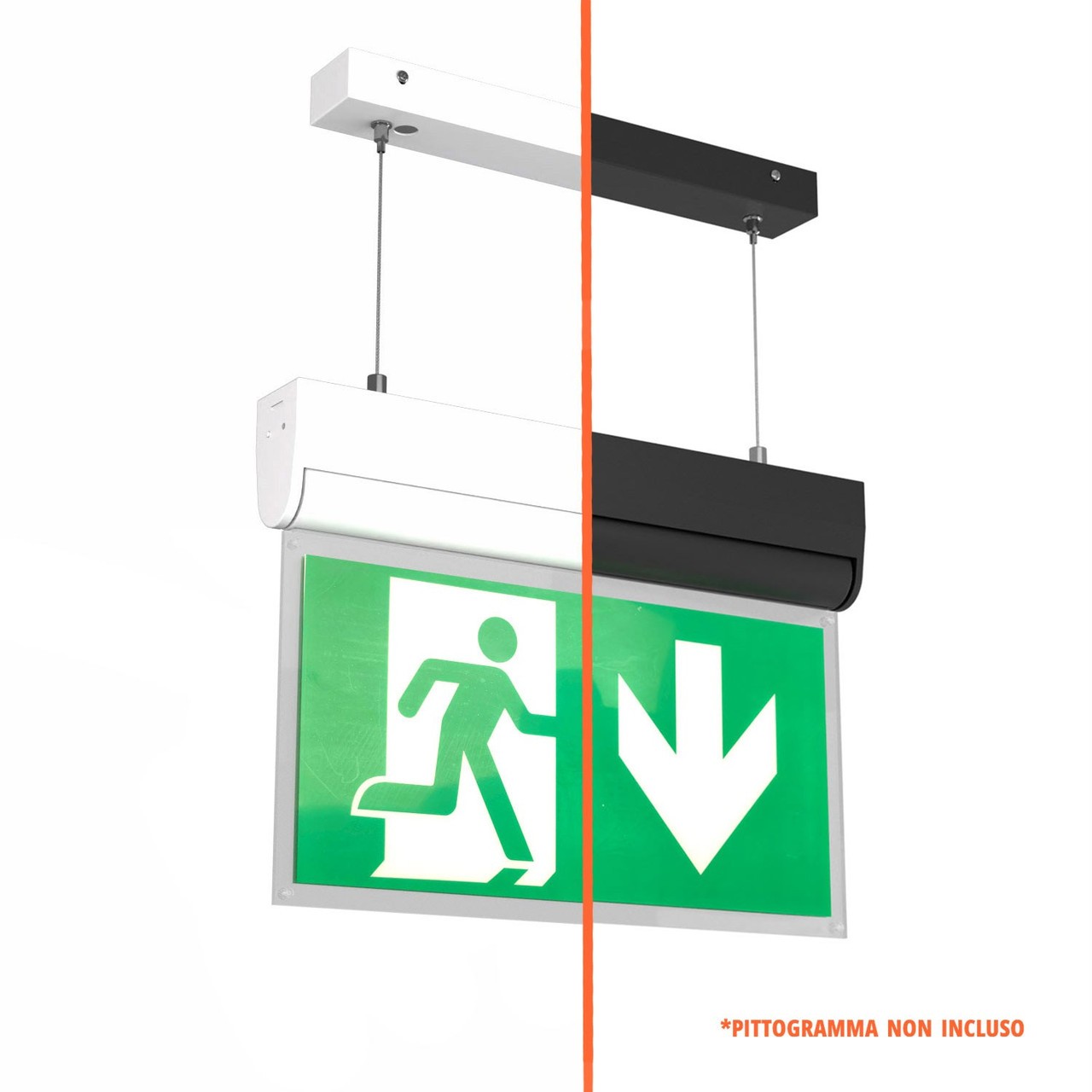 Lampada Emergenza a Sospensione 3h S.E S.A Cinema Mode - Bianca o Nera  Bianco Freddo 6.000K